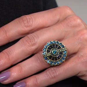 Heidi Daus Guilty Pleasure Blue Crystal Ring 5 MINT